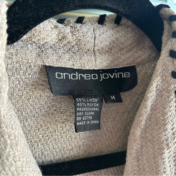 Vintage Retro Boho Knit Stitch Hem Linen Woven Short Sleeved Casual Button Up M - Picture 7 of 7